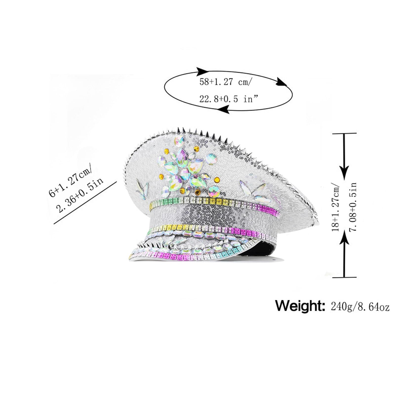 Cappello sergente con paillettes con strass cappello da addio al nubilato festa cosplay cappello night club capitano cappello copricapo tesa larga cappello costume cappello