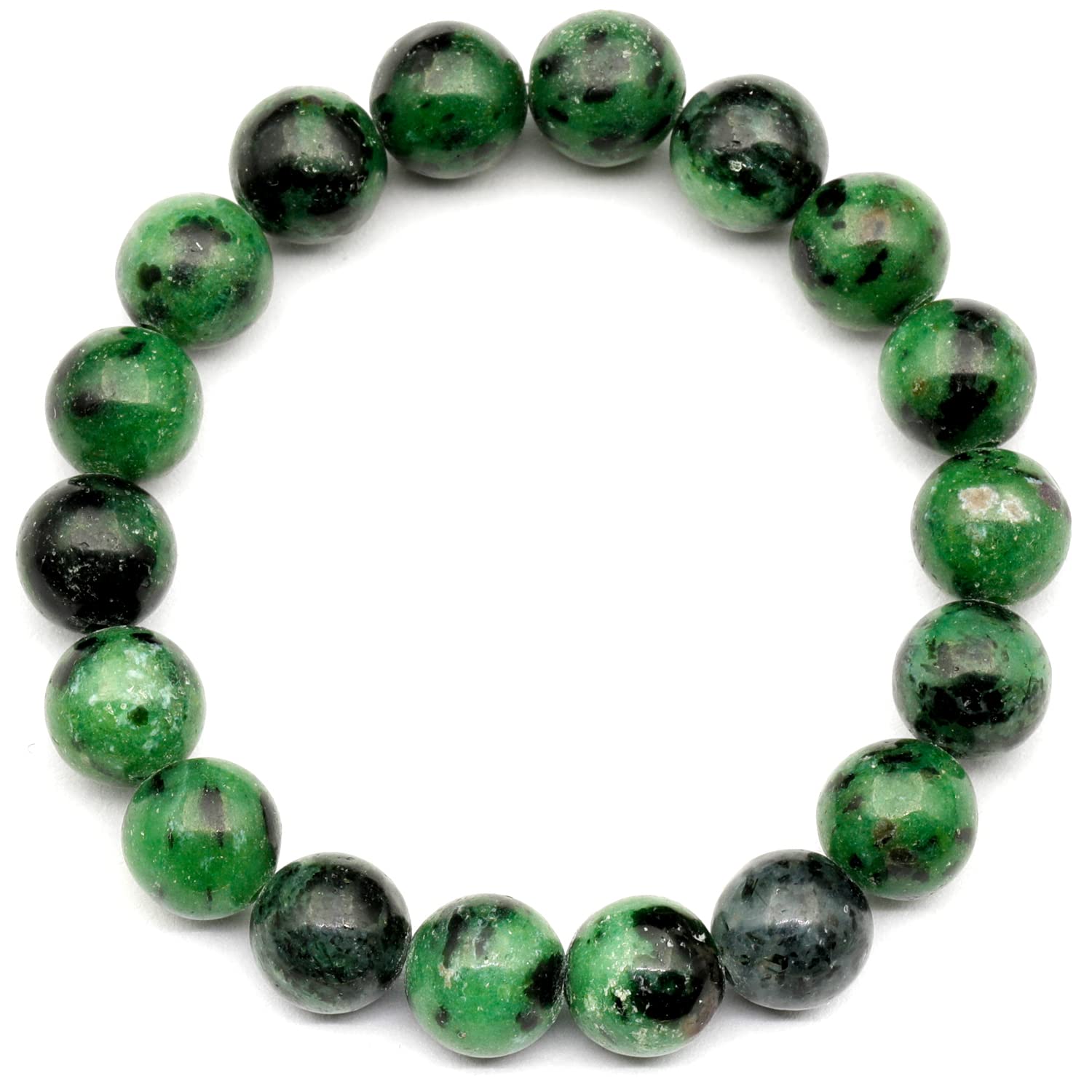 Dehnbares Armband aus natürlichen Rubin-Zoisit-Perlen, echter grüner Kristall, Widder, Edelstein elastisch, 8 mm Perlen, Modeschmuck