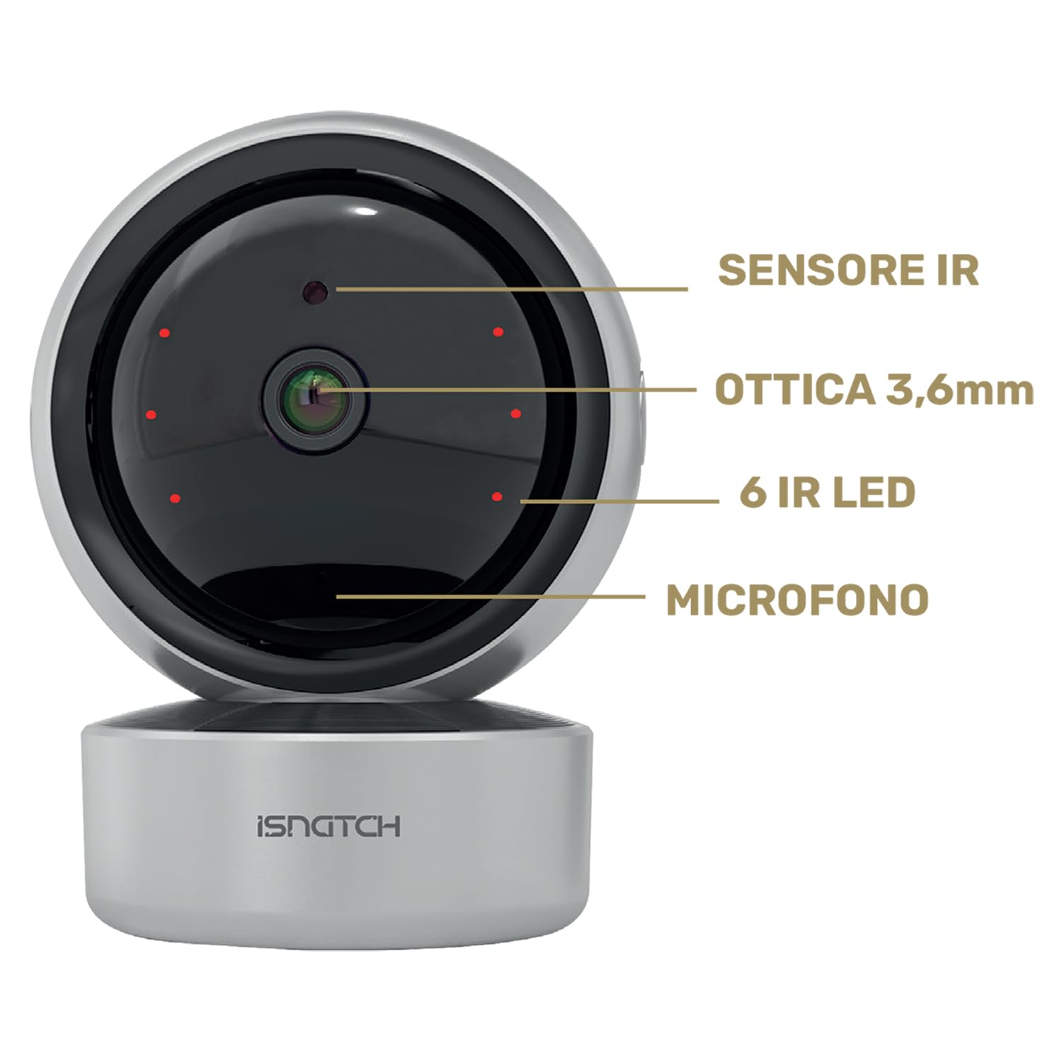 HeyCam Pro telecamera wi-fi interno motorizzata 2k 3mp, smart ip camera con motion tracking, visione notturna infrarossi, audio bidirezionale, compatibile con Alexa, Google Home e Onvif