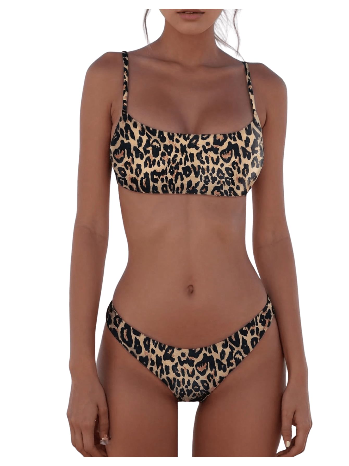 sweatyrocks Women's Leopard Print Bikini Set High Cut Low Rise 2 Piece Swimsuit Swimwear-picture-54