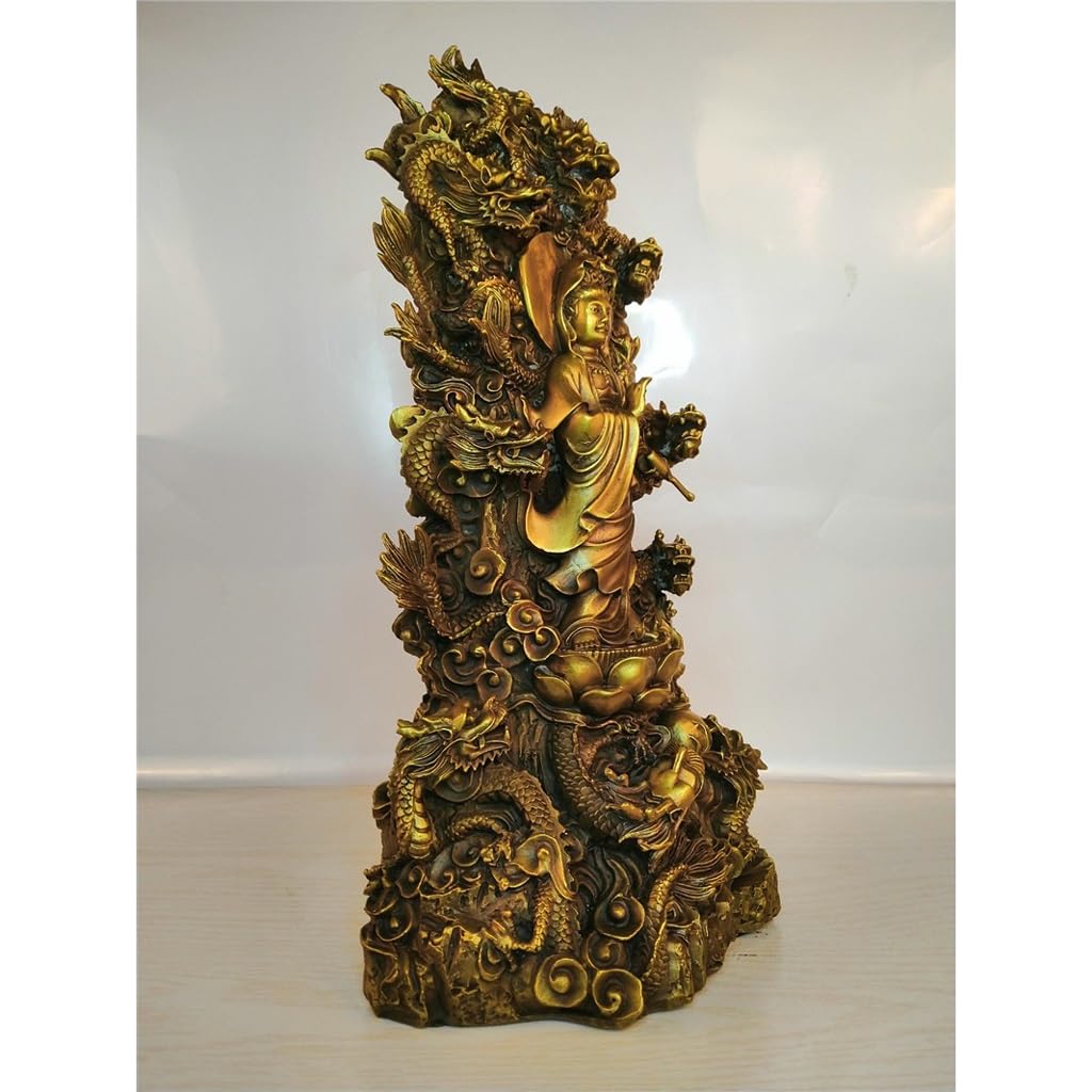 Posąg Buddy do wnętrz Mosiądz Joga Dekoracja do domu Kult Medytacja Pokój Bodhisattwa Statua Zen Ozdoby Dekoracyjne Ornamenty Medytująca Figurka Buddy Rzeźba