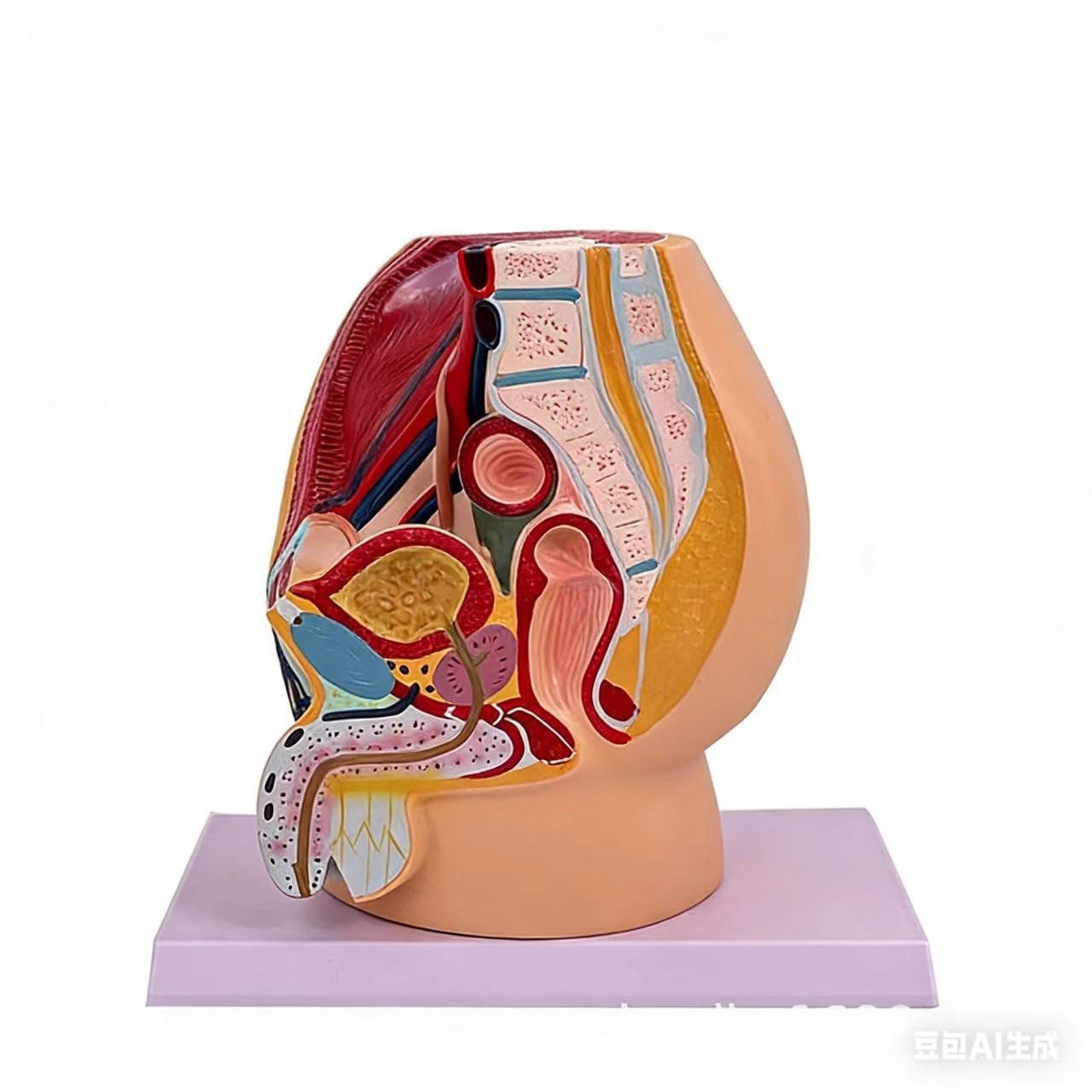 YNIYUJKL Male Pelvis Anatomy Model, Life Size Sagittal Pelvic Reproductive System Anatomical Model,Median Sagittal Section Model Of The Genitourinary System, For Medical Study & Teachi