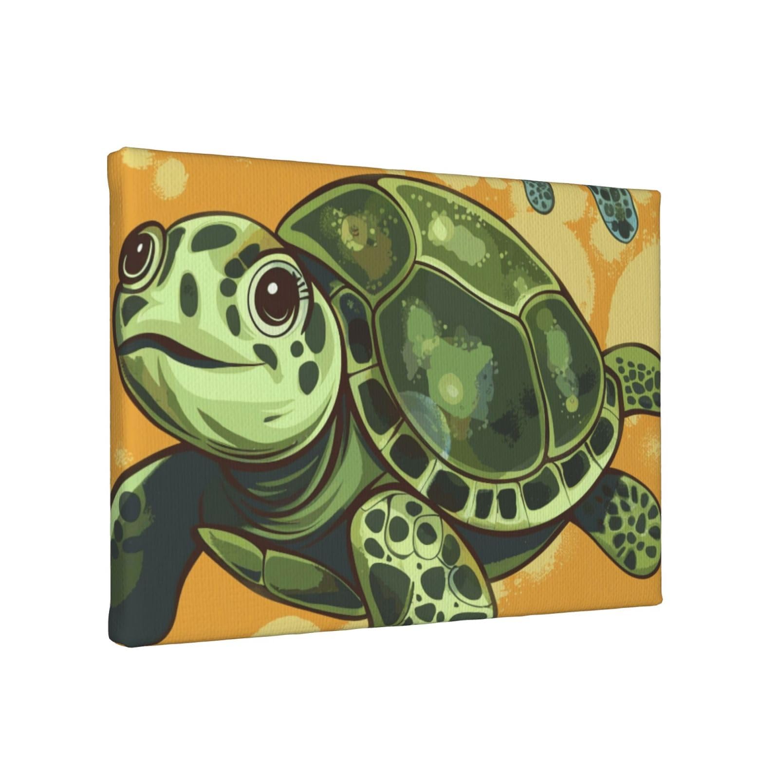 YKLJG Sea Turtle Printed Wall Art Canvas Painting 30x20 CM Wooden Framed Picture Painting Artwork Prints for Bedroom Kitchen Home Office Decor