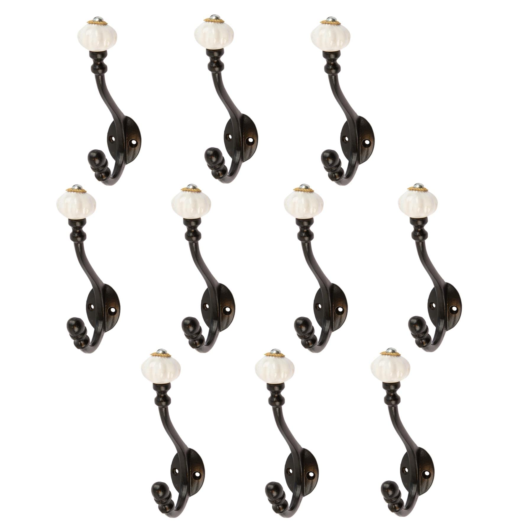 Hammer And Tongs Black 10X 30Mm X 140Mm Ceramic Flower Hat & Coat Hook - Cast Iron Vintage Antique Wall Mounted Hanger