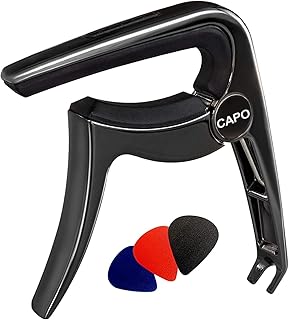 Capo, Guitar Capo for Acoustic Electric Guitar - 3in1 Guitar Clamp with Picks Holder for Ukulele Mandolin and Banjo - BestSounds Capo with 3 Guitar Picks