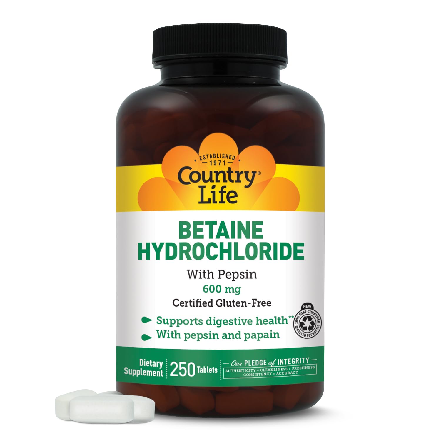 Country Life Betaine Hydrochloride 600 Mg Pepsin, 250-Count-image-22