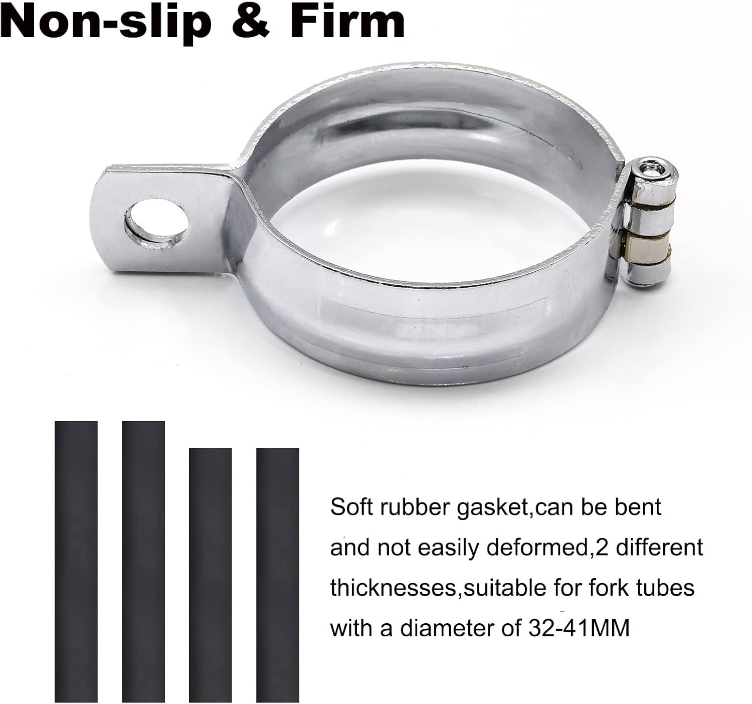 Biqing Motorcycle Turn Signal Bracket with Clamps 32-41mm - no-Drill Mount for Lights, Includes Rubber shims, fits 10mm Studs Universal 2pcs(Silver)