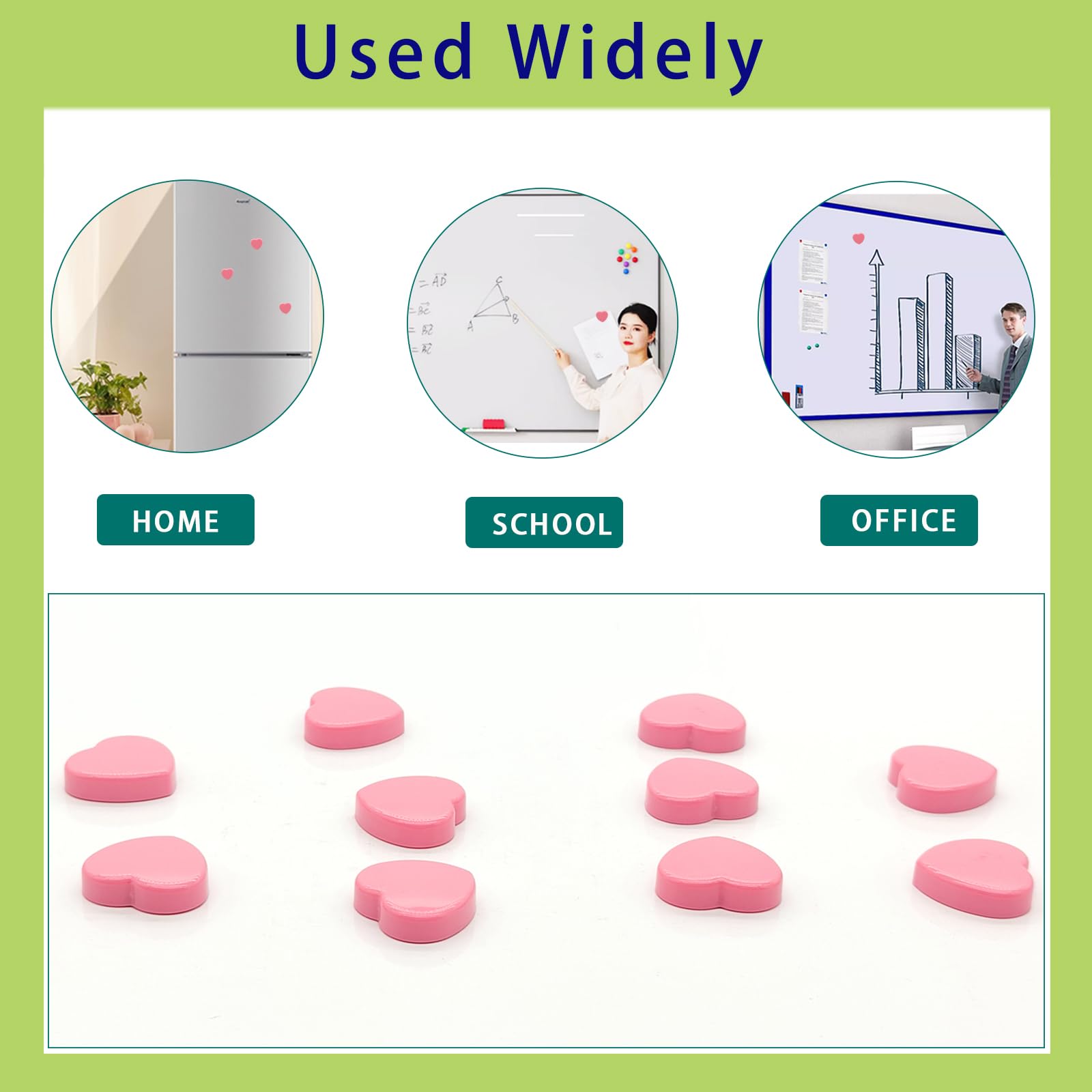 ZDZBLX Aimant Frigo Aimant Puissant, 30Pcs Aimants Tableau Magnétique Magnet Frigo Aimant Plat Petit Aimant Tableau Blanc Mini Aimant Magnets Decoratif, Pour Tableau Magnetique Frigo (Coeur, Vert