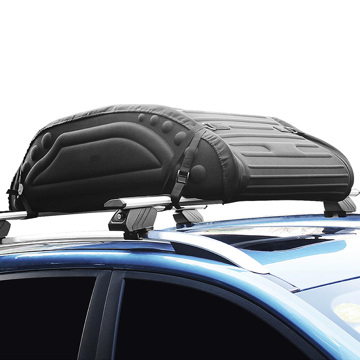 SOARS Box Tetto Auto 400L, 113,5 X 63,5 X 36,5 CM, Portapacchi Auto Tetto Impermeabile con Cinghie di Trasporto & Borsa di Trasporto, per Auto, Furgoni, SUV (Nero)