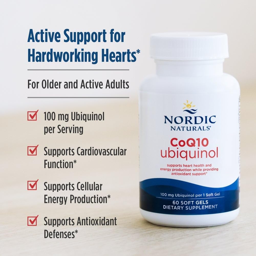 Nordic Naturals Nordic CoQ10 Ubiquinol - 60 Mini Soft Gels - 100 mg Coenzyme Q10 (CoQ10) Ubiquinol - Heart & Brain Health, Cellular Energy Production, Antioxidant Support - Non-GMO - 60 Servings - Image 7