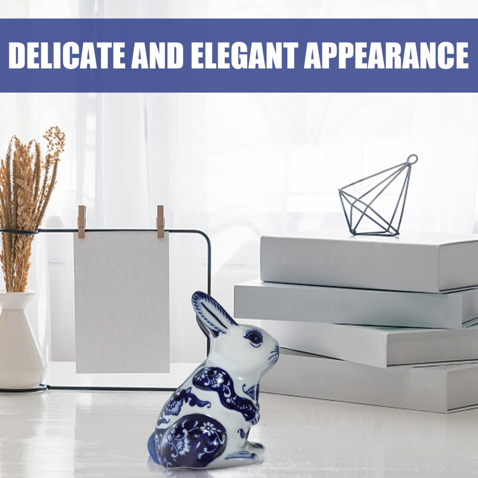 Cabilock Figurine de Lapin en Céramique Élégante Statue Décorative Artistique Style Adorable et Créatif pour Décoration de Table et Maison pour Intérieur