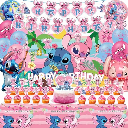 53 PCS Birthday Party Decorations Set with Birthday Banner Balloons Tablecloth Backdrop Hanging Swirls for Adult Theme Party Supplies