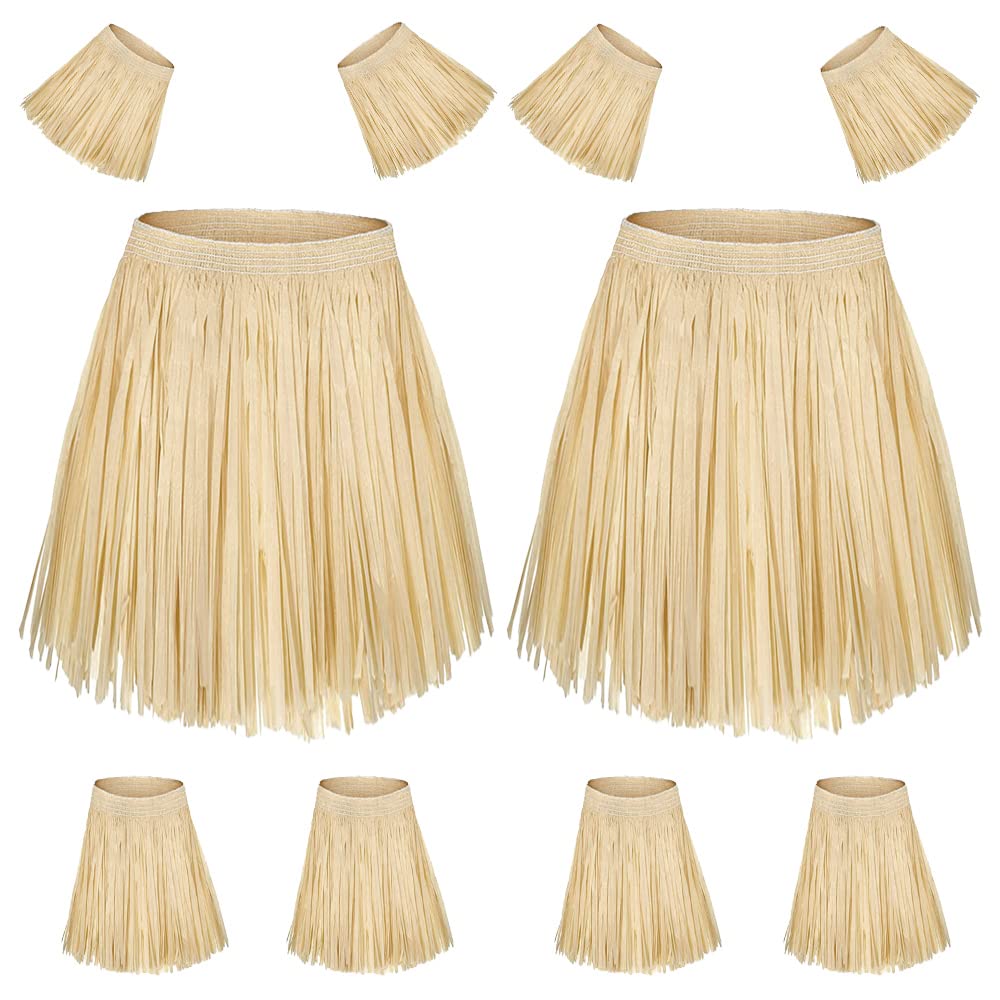 Women's Hawaiian Costume with Skirt Sleeves and Anklets for Zulu Costume Scarecrow Hawaiian African Carnival Party, 2 SET