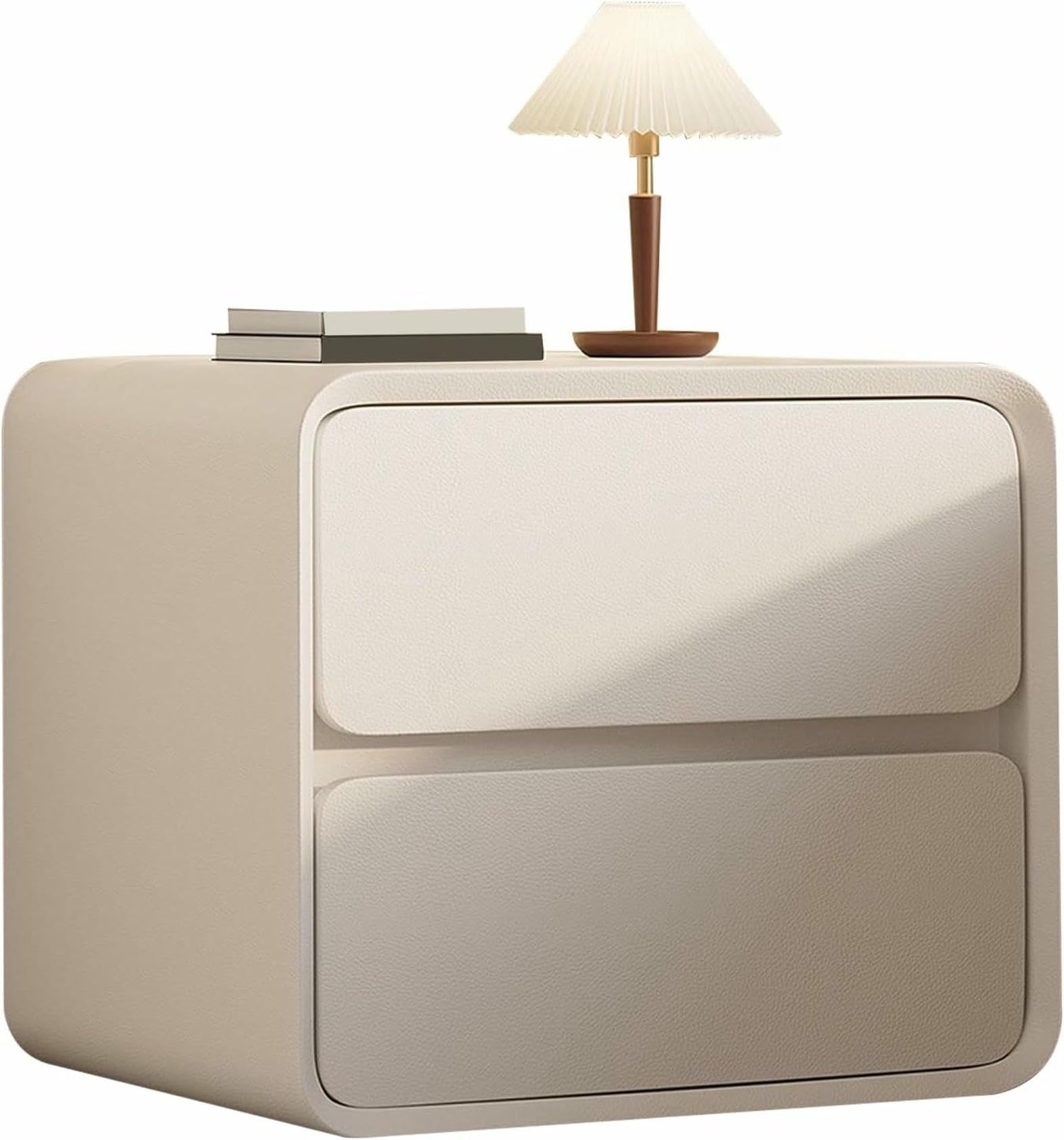 Mesitas de noche de cuero CNPRAZ estilo elegante y moderno con cajones de almacenaje