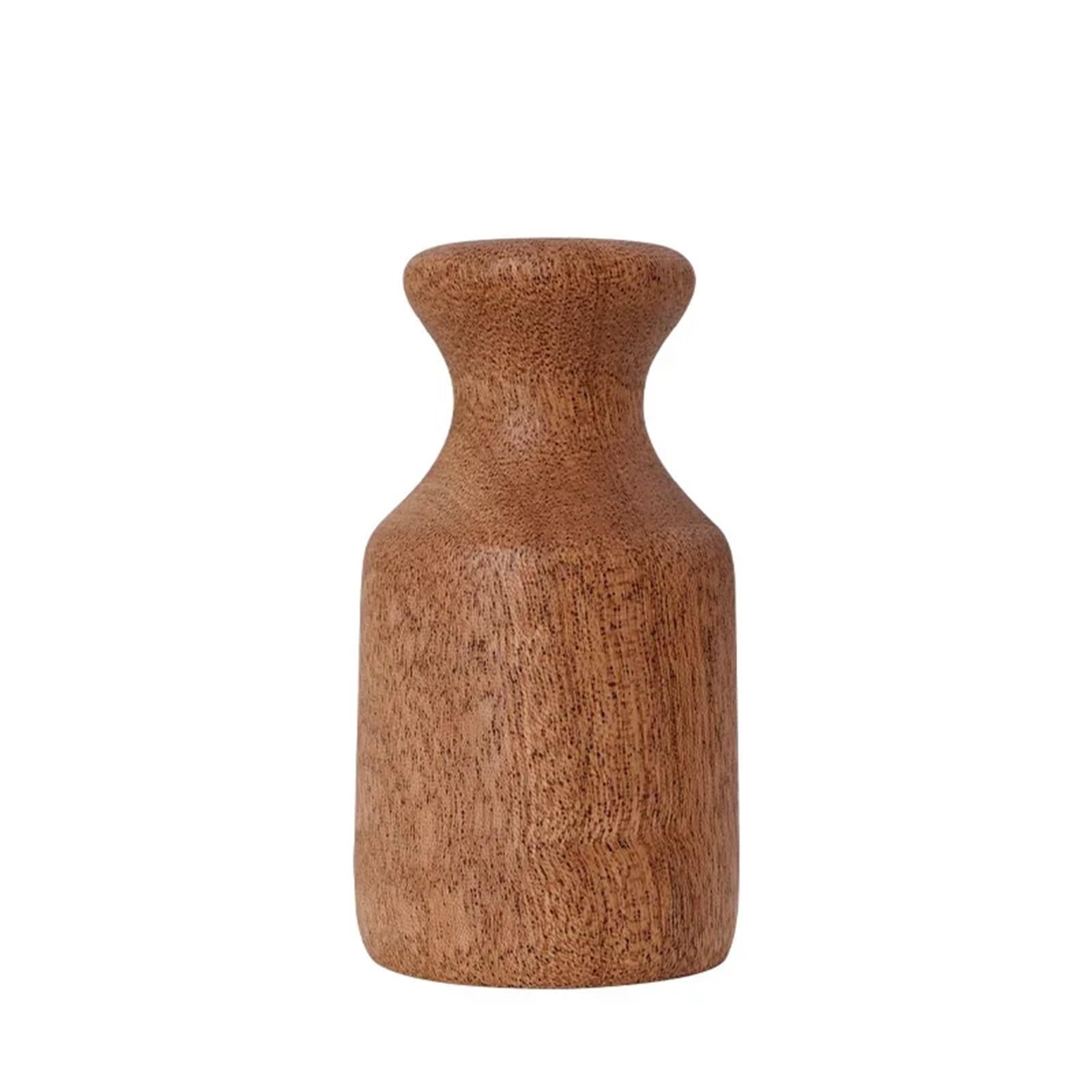 Geometric vase Wood Flower Vase Retro Table Decoration Simple Dry Holder Unique Art flowers(Color 2)