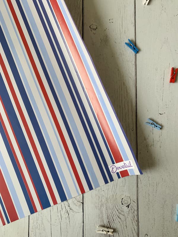 Dovetail Candy Cane Gift Wrapping Paper β Pack of 4 Sheets (29 x 19 in) | Red, White & Blue Stripe Design for Birthdays, Christmas & Everyday Gifting 3
