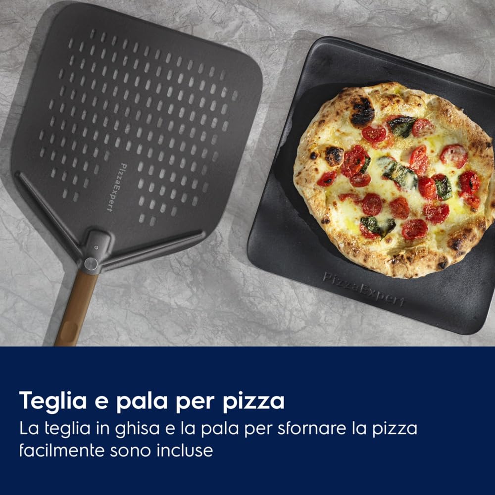 Electrolux COX8P08WH, Forno da Incasso Multifunzione Pirolitico, Autopulente, 72 L, PizzaExpert 340°C, Funzione Pizza in 2.5 Minuti, Vapore, Display Touch, Teglia in Ghisa e Pala Incluse, Wi-Fi, Nero