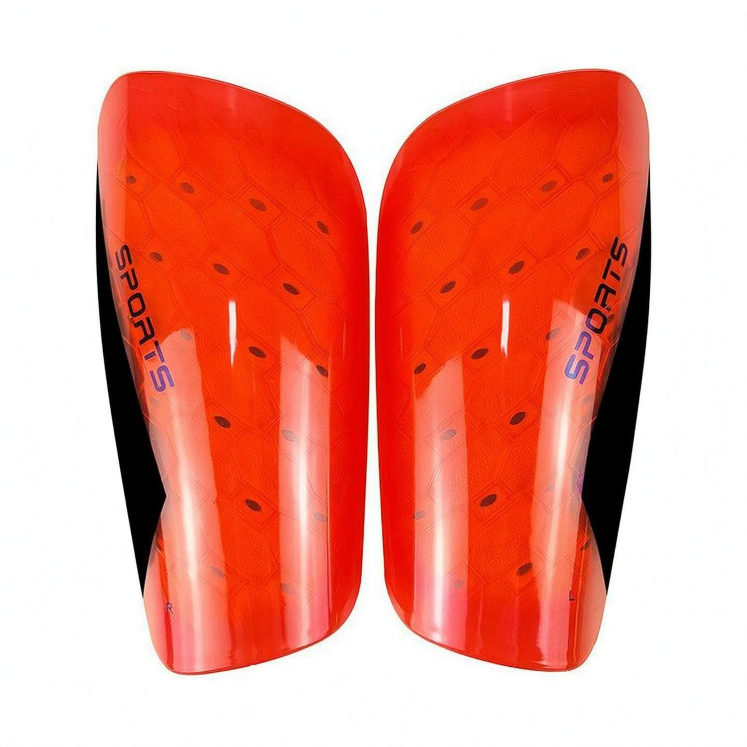 Translucent Shell Soccer Shin Guards Textured Inside Football Shin Guards Left and Right Marked Sports Protection Contoured, Red, Adult-image-32