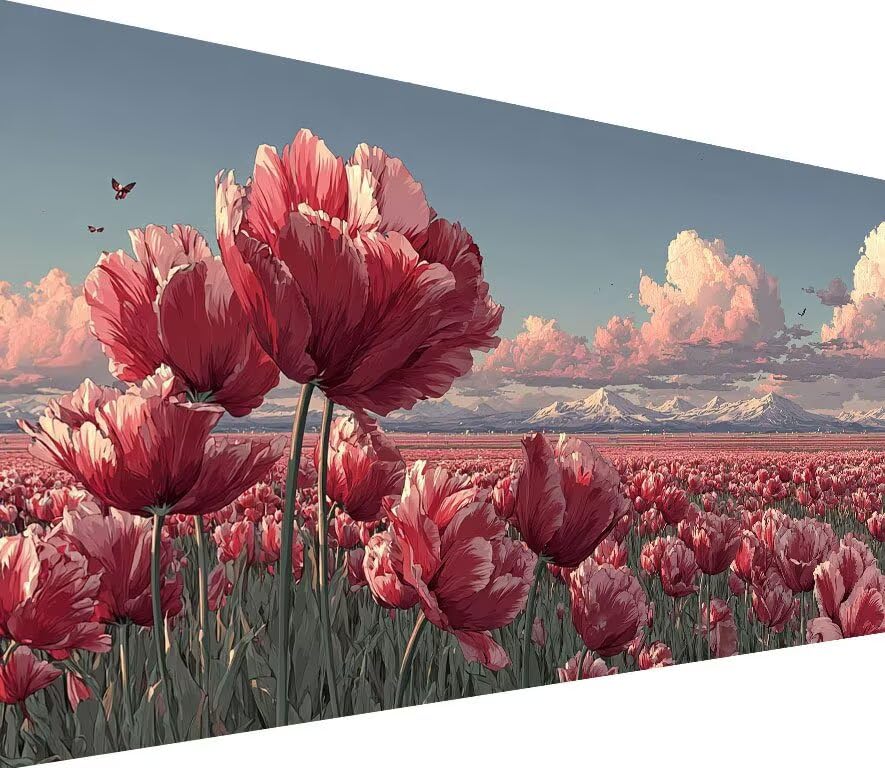 Diamond Painting Fleur 60x120cm - Peinture Diamant Grand Format Rond