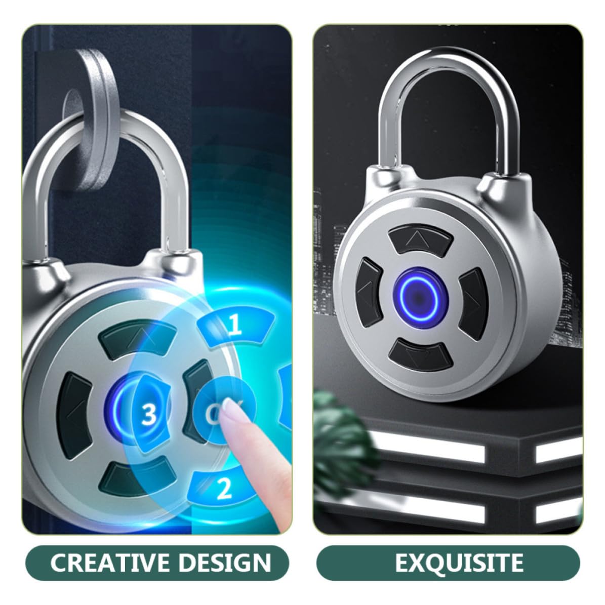 Lucchetto a Combinazione Intelligente Lucchetto per Armadietto Acciaio Inox e Lega di Zinco Argento Controllo Wireless per Palestra e Recinto