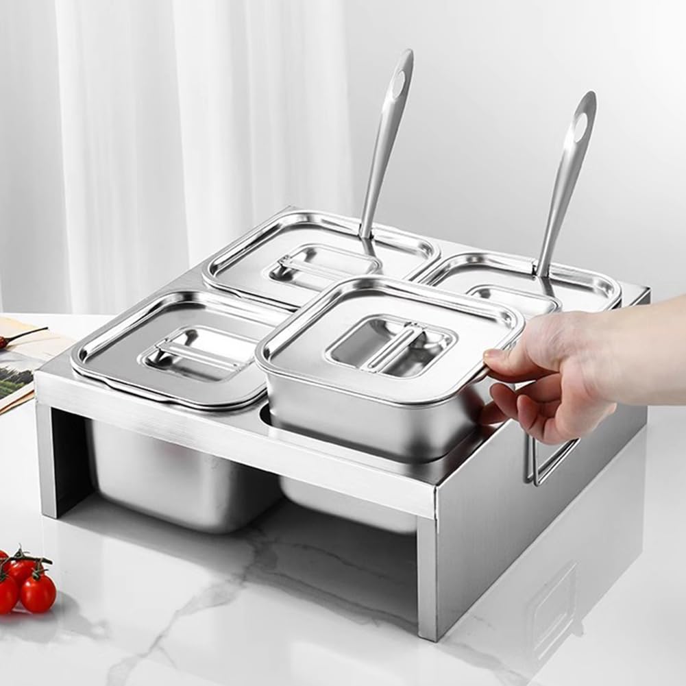 Servidor De Buffet, Contenedor para Ingredientes De Pizza, Contenedor De Acero Inoxidable con Tapa para Condimentos, Caja para Frutas Y Verduras, Apto para Hoteles Y Restaurantes.,B