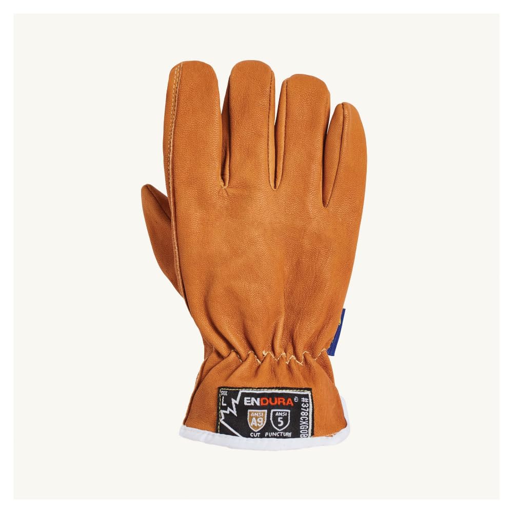 Endura 378CXGOB-XL Extreme Cut-Resistant Driver Gloves, XL, Goatskin Leather, Resists: Cut/Puncture/Oil/Water, ANSI Cut-Resistance Level: A9, ANSI Puncture-Resistance Level: 5