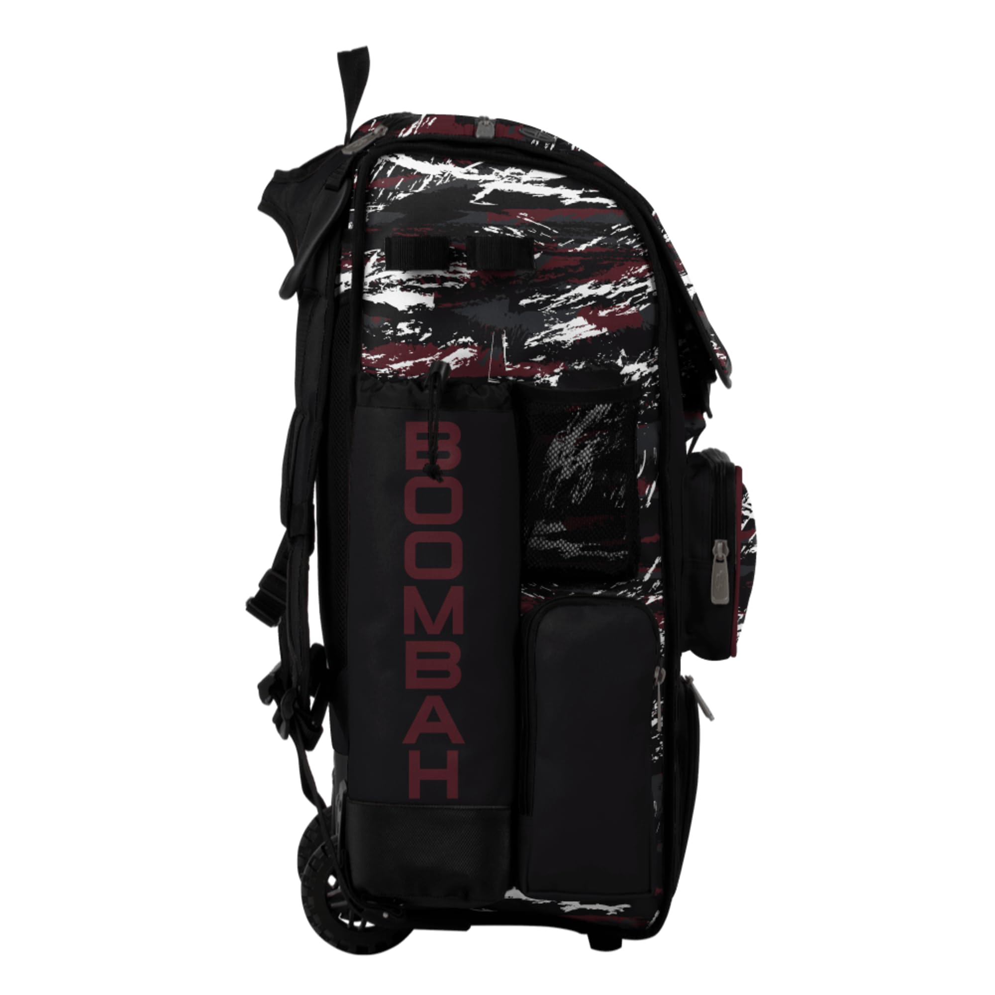 Boombah Superpack Hybrid Rolling Bat Bag - Wheeled & Backpack Version - Razor Black/Maroon/White