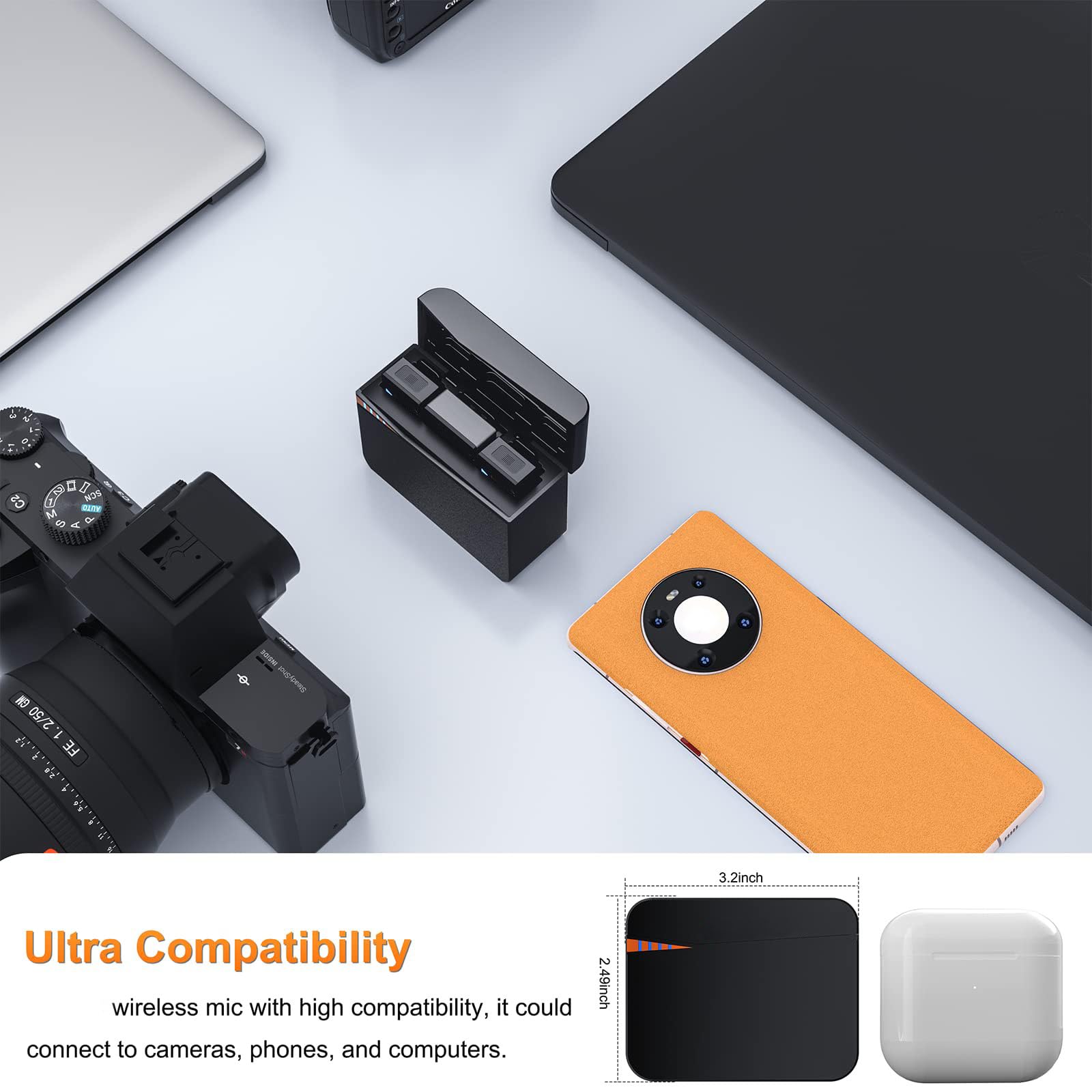 Ricevitore per microfono lavalier wireless Telefono cellulare Apparecchiatura per la registrazione video in diretta Accoppiamento automatico con riduzione del rumore con un clic,C