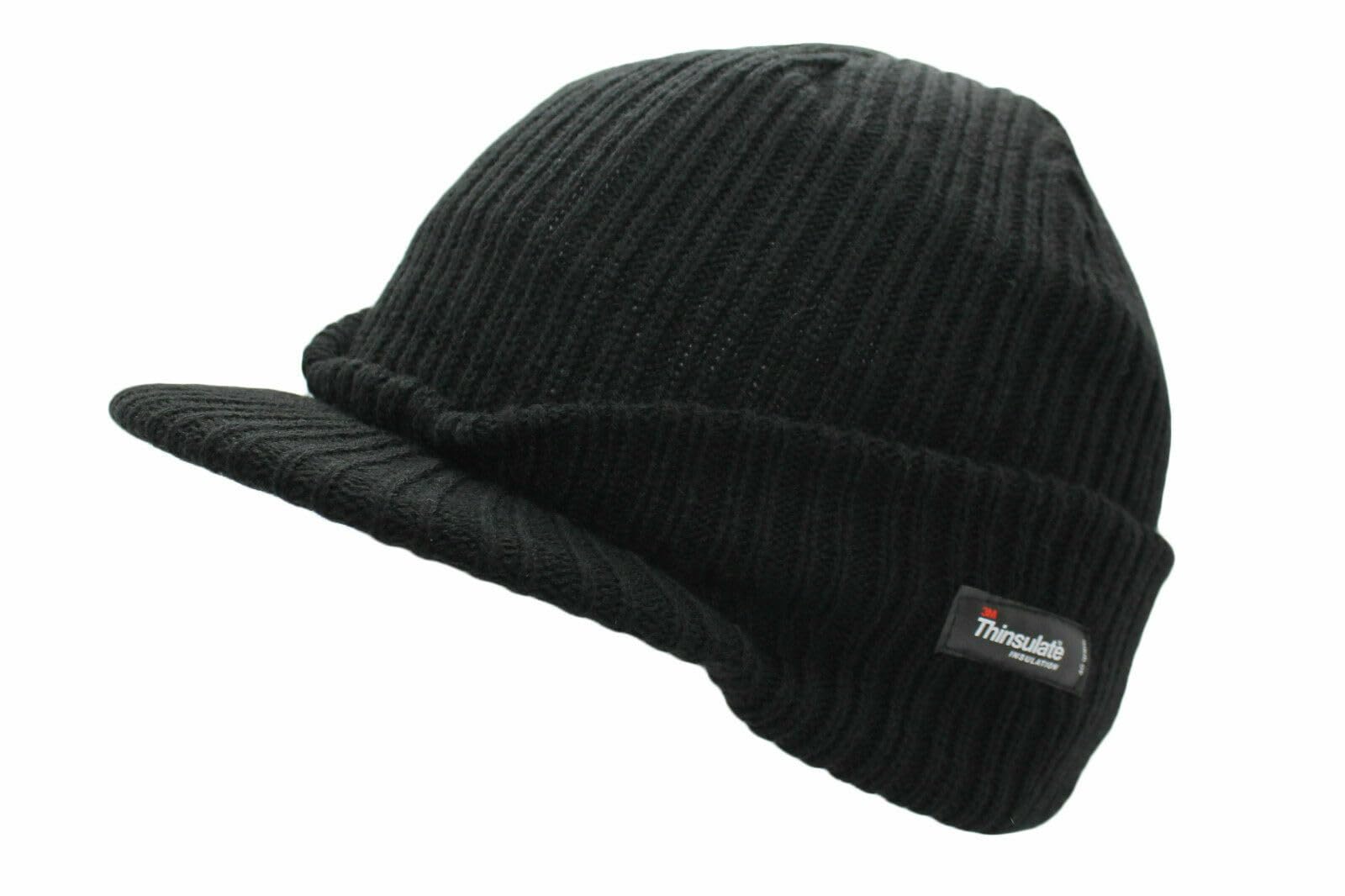 Fidra Fashion Accessories Unisex Black Fidra Adults Knitted Thinsulate 3M Peaked Beanie Cap,4 Colours (Acrylic, )