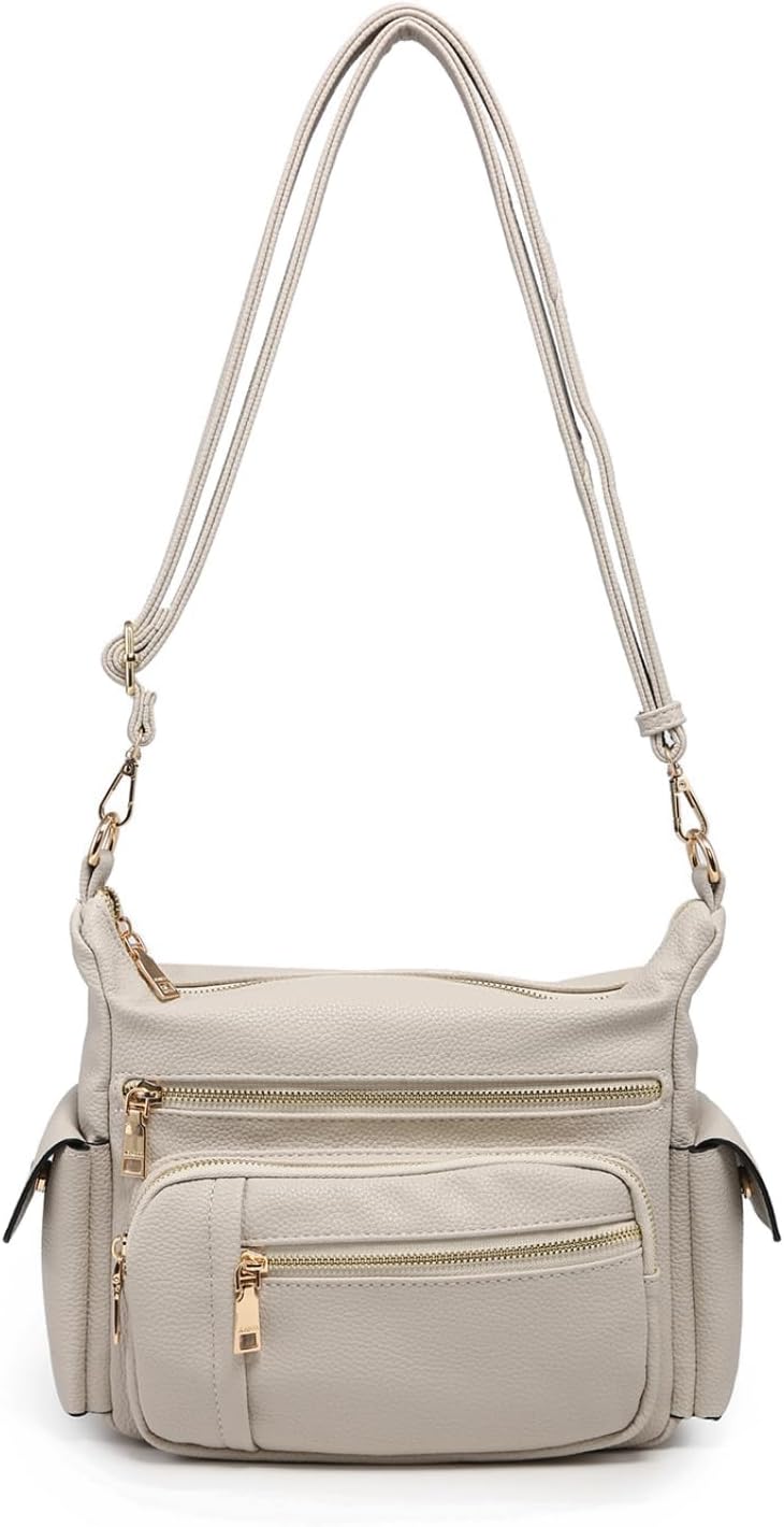 Nicole Vegan Leather Crossbody Bag for Women Multiple Pockets Shoulder Purse Casual Travel Handbag