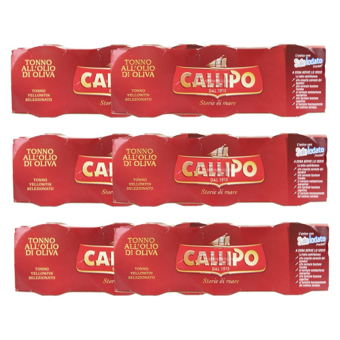 6X Callipo Tonno All'olio d'oliva, Thunfisch in Olivenöl, Yellowfin Selezionato, 6 x 70g, Italienische Premium-Qualität