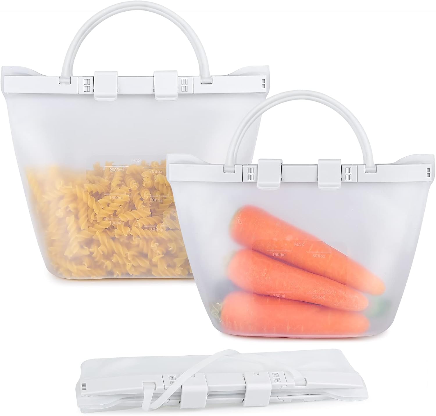 SIMPLETaste Reuseable Food Storage Bags, 3 Pack (68oz+51oz+34oz), Silicone Food Containers, Leakproof,Microwaveable ,locks in freshness for sandwiches, snacks and lunch