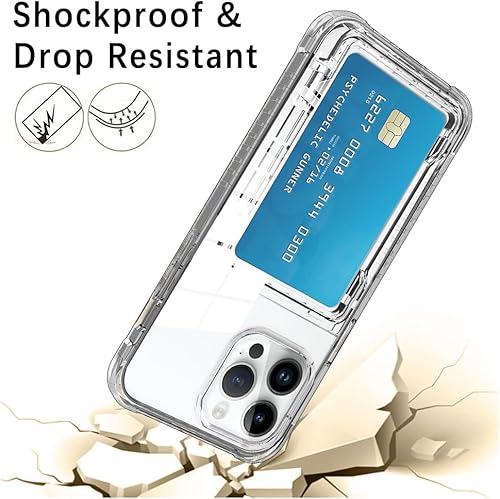 Miniatura 3 de ZIYE Funda diseñada para iPhone 15 Pro con tarjetero, funda tipo cartera 15 Pro para almacenar hasta 3 tarjetas de crédito, funda transparente