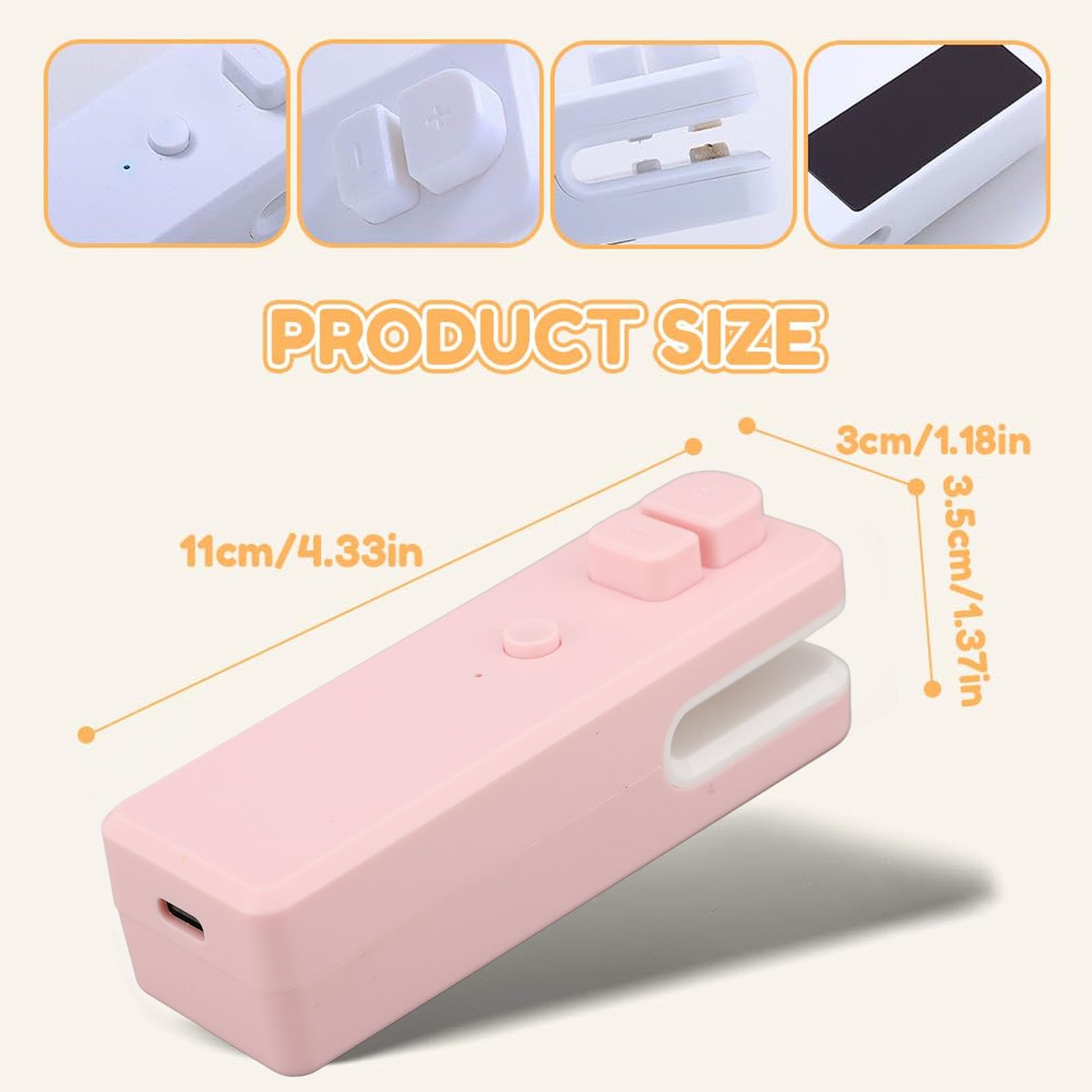Mini sigillante per sacchetti, ricaricabile con USB-C, tenero