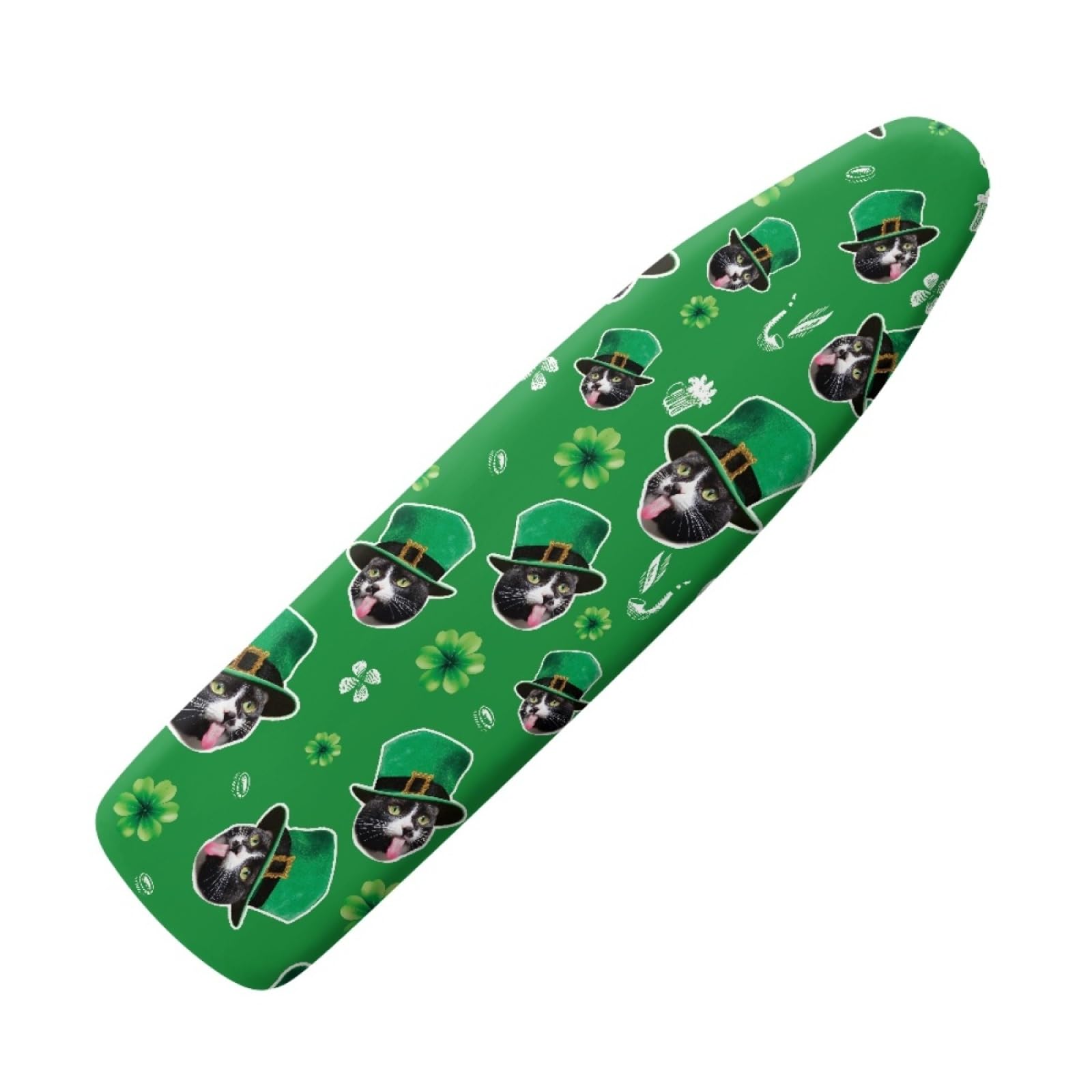 Ironing Board Covers 135 x 45 Green Cat Iron Board Covers and Pad Thick Resist Scorching and Staining Thick Easy Fit Iron Cover Adjustable Elastic Rope Ironing Boards Cover 135x45cm