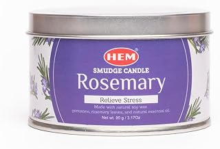 HEM Rosemerry Scented Smudge Candles – 3.2 Oz Natural Soy Candles with Crystals Inside – Long-Lasting 20-Hour Clean Burn – Perfect for Home Cleansing & Relaxation