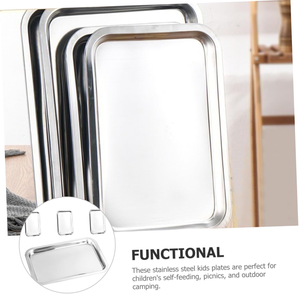 Ciieeo 4pcs Stainless Steel Plates for Boys and Girls Boy Girl Dinner Dish Suction Plate for Mealtime Easy to