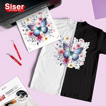 Siser Easy Color DTV Packung 5+5 thermo-transferierbare mit Inkjet bedruckbare Folie für helle und dunkle Textilien 5 A4-Blätter Easy Color und 5 A4-Blätter Application Tape