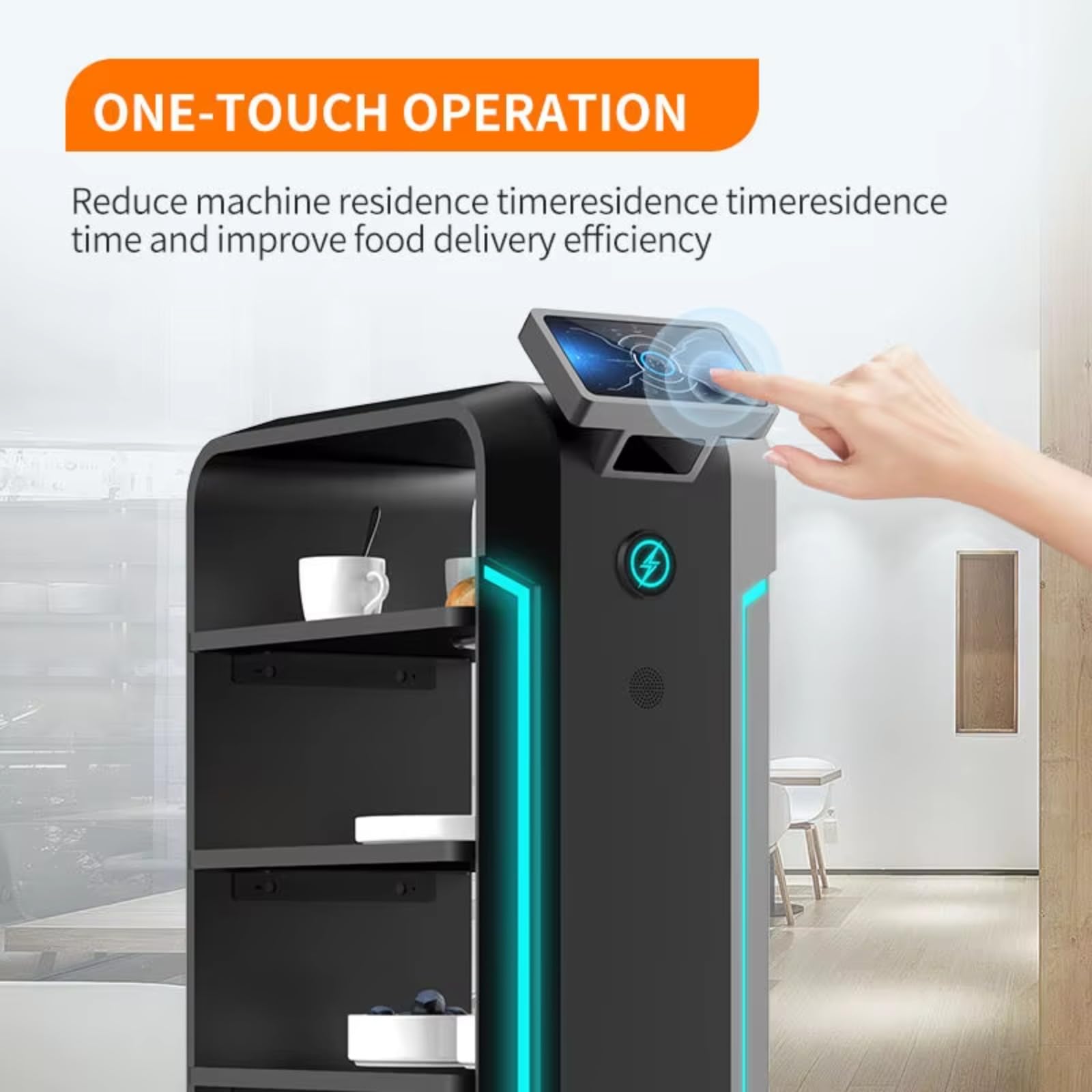 Robot de servicio para restaurantes y hoteles - Entrega autónoma de alimentos, camarero inteligente con navegación interior, prevención de obstáculos y servicio de comidas sin contacto
