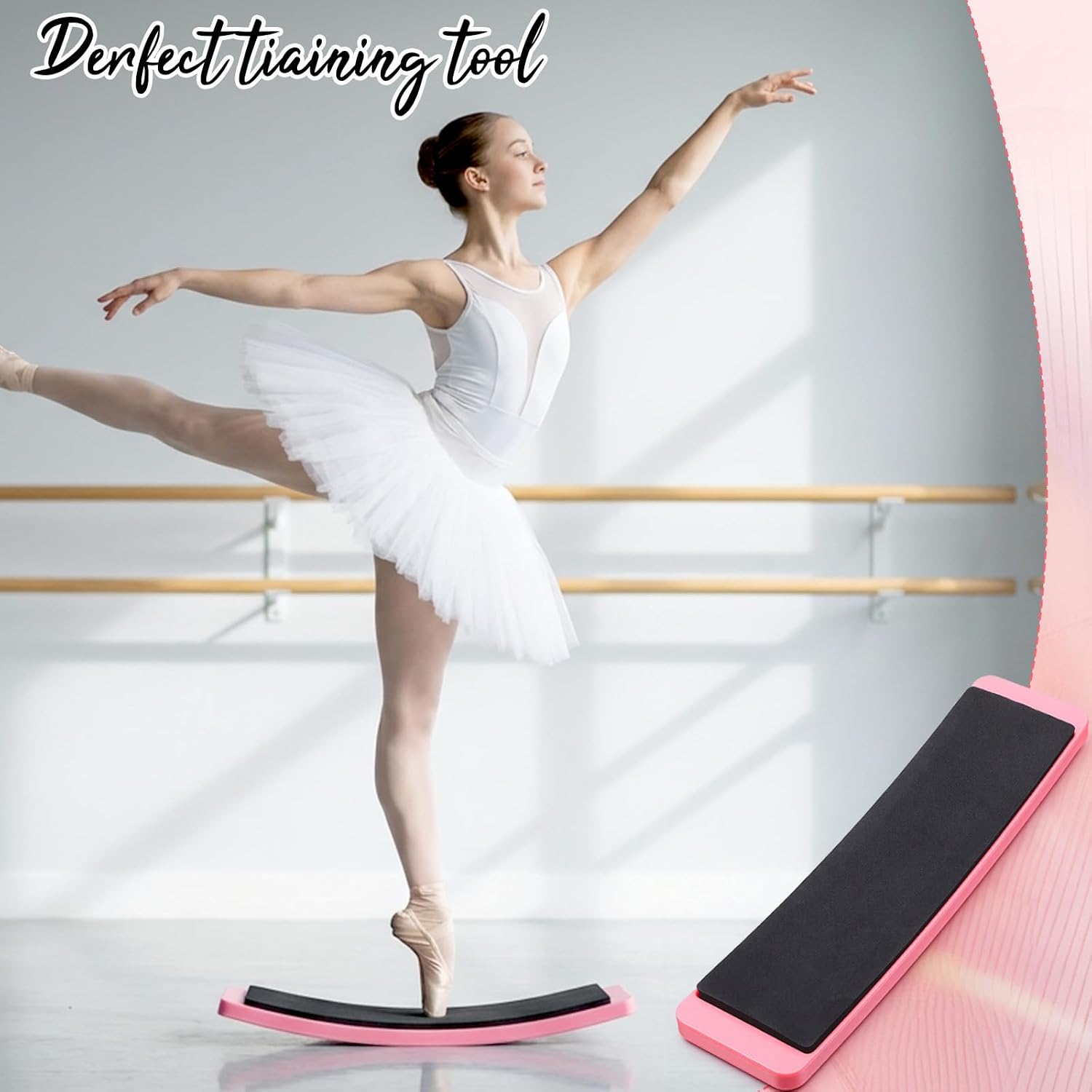 2 PCS Portable Turning Board Set for Ballet Dancers, Ice Skaters, Gymnasts - Pink ABS+EVA Spinner Trainer to Improve Balance & Pirouette Skills