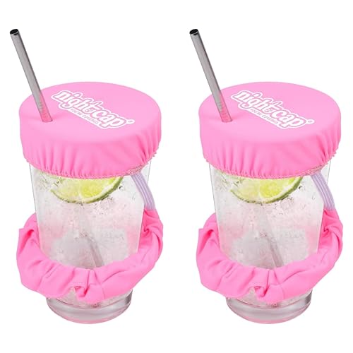 Nightcap Drink Cover Scrunchie- The Reusable Drink Spiking Prevention Scrunchie As Seen on Shark Tank - Pink - 2 Pack