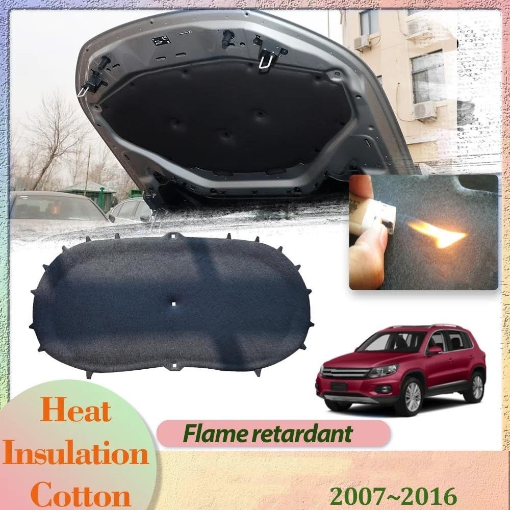Tappetino Insonorizzante Cofano Motore Copertura Per VW Per Tiguan 5N Per R-Line 2007-2016 Fodera Isolante Cotone Insonorizzato Termico Tappetino Tappetini Isolanti Auto(Style B)