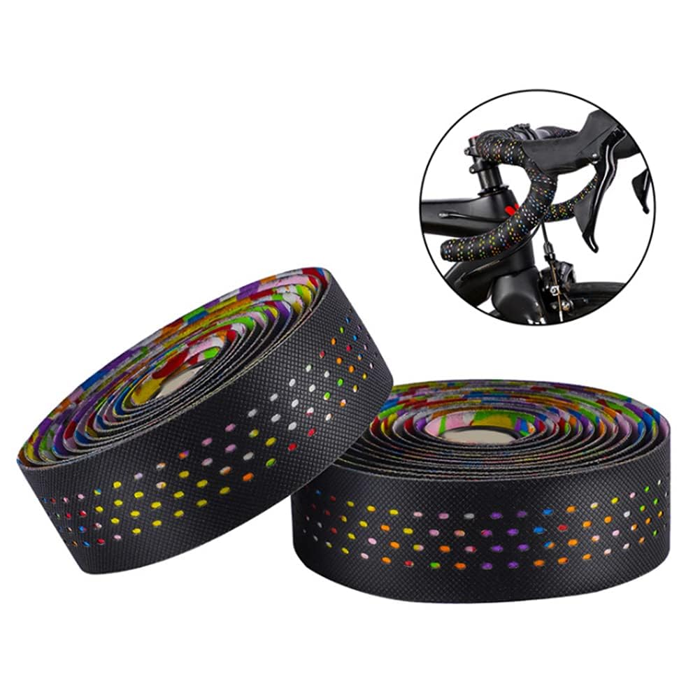 Fahrrad Lenkerband Rennrad Rutschfeste PU-Leder Lenkerband Atmungsaktive Fahrrad Griffriemen Stoßfeste Fahrradstange Verpackungen für das Radfahren im Freien(Bicycle Handlebar Tape)