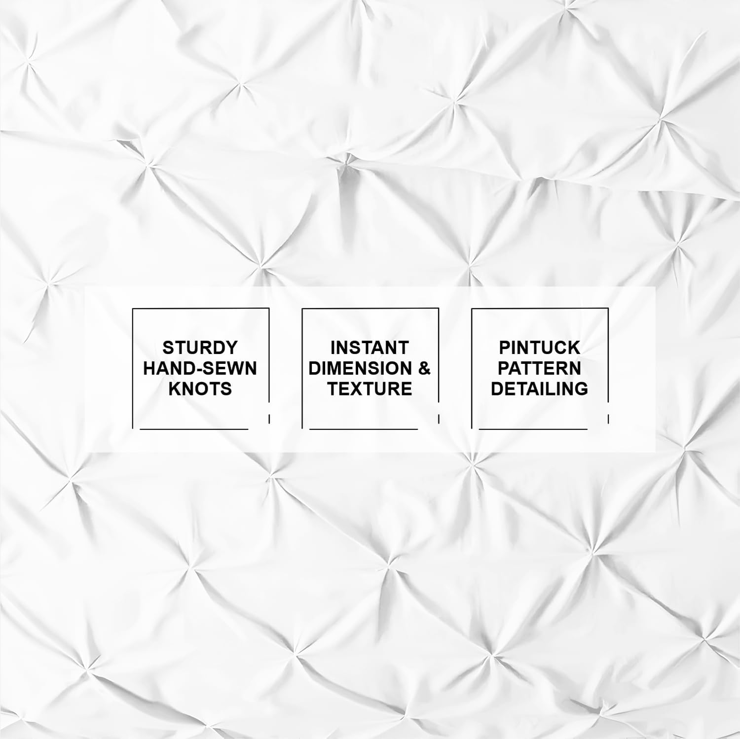 Kotton Culture 3 Pc Queen/Full Size Pinch Pleated - Pintuck Duvet Cover Set - 100% Egyptian Cotton 600 Thread Count Decorative Comforter Cover-Zipper Closure & 7 Internal Ties (White, 90" X 90") - Image 4