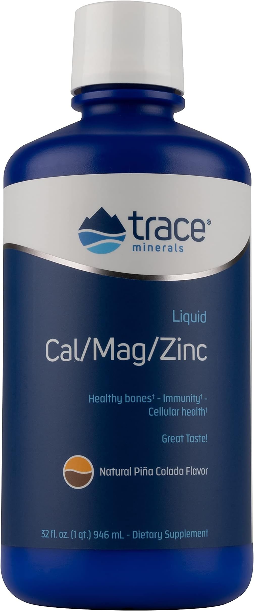Trace Minerals | Liquid Cal/Mag/Zinc | Calcium, Magnesium, Zinc, Vitamin D3 | Dietary Supplement Supports Tissue, Muscle, and Bone Density (30 Fl Oz, Pina Colada)