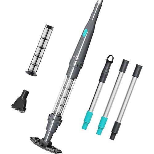 Handheld Spa Hot Tub Vacuum- Cordless Small Above Ground Pool Cleaner with 2 Brush Heads, 90 Mins Running Time, 12 Gallons/Min Powerful Suction, Ideal for Cleaning Debris and Sand Underwater, Black