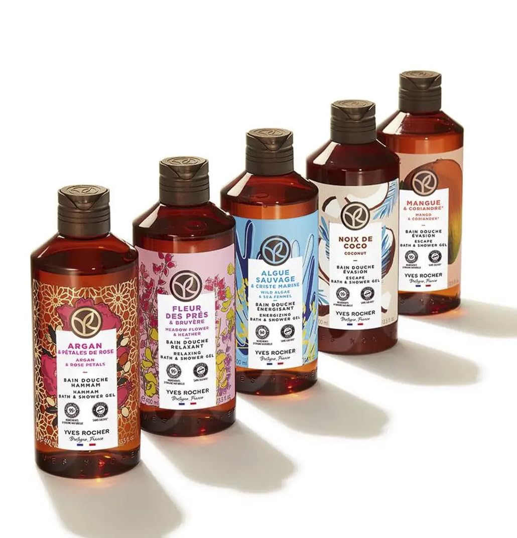 Yves Rocher Mango Coriander Gel, Body Lotion Gift Kit Bath & Body Routine Set 13.5 fl.oz.