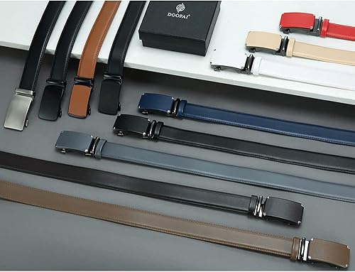 Miniatura 2 de DOOPAI Cinturón para Hombre, Cinturón de Trinquete Elegante Ajustable de 1 38 Pulgadas de Cuero Genuino de Diseñador, el TamañoLongitud se Puede