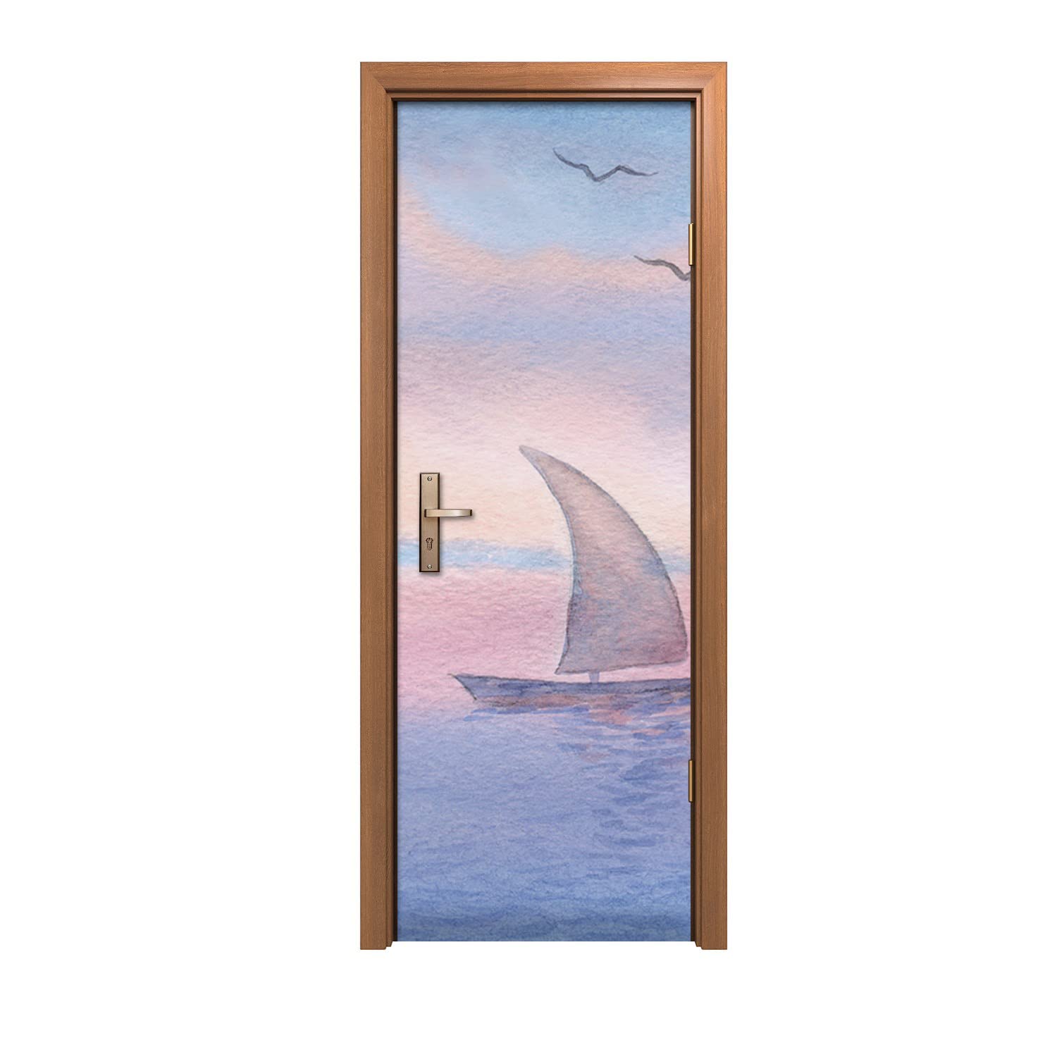 Autocollant de porte design bord de mer pour créer une ambiance de salon relaxante