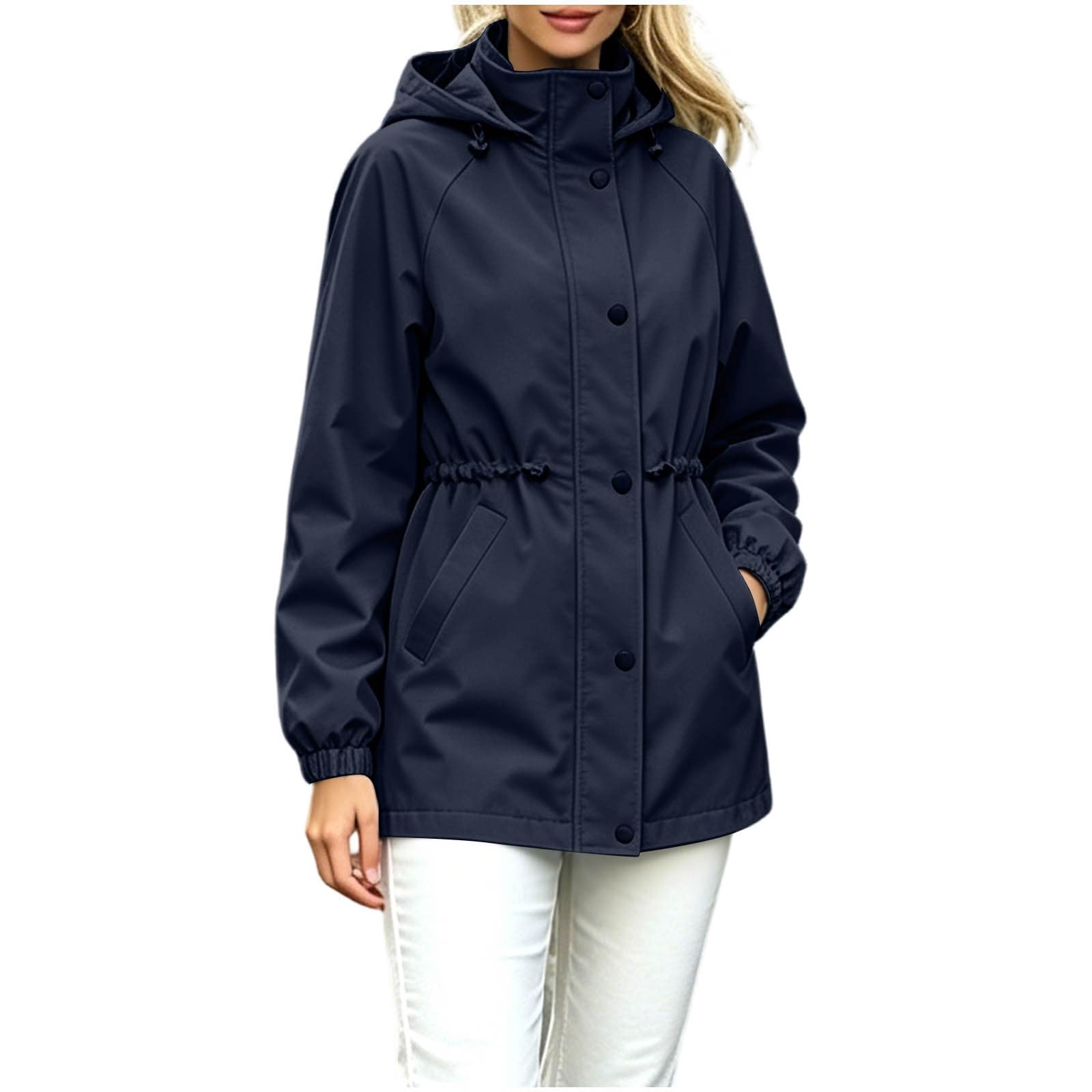 Genérico Chubasquero Mujer Cortavientos Ligero Cortavientos Con Capucha Chaqueta Softshell Abrigo Funcional Informal Chubasquero Con Cremallera Completa Al Aire Libre Para Running, Senderismo
